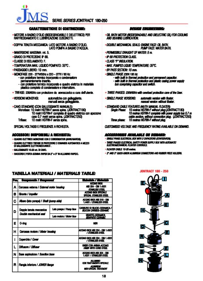 JONTRACT – 250 Auto-DRAINAGE SUBMERSIBLE PUMP-3.3HP – SINGLE PHASE - Image 2