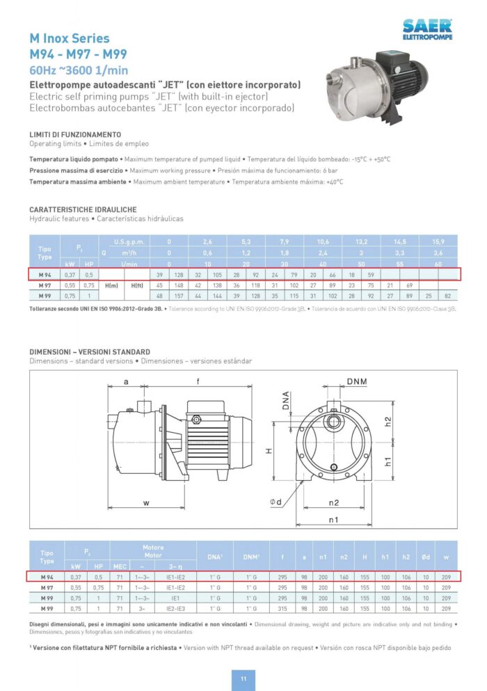 SAER-Self Priming-INOX-M94-0.5 HP - Image 2