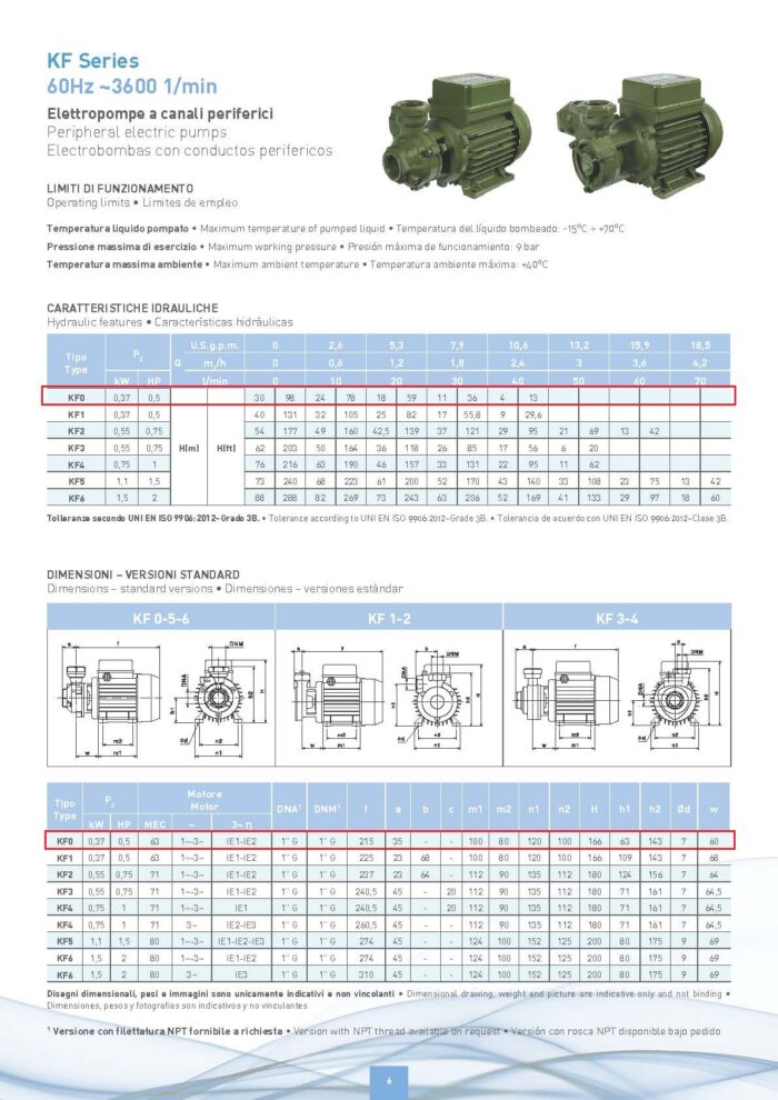 SAER - KF0 Booster Pump – 0.5 HP – 792GPH - Image 2