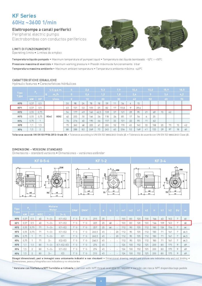 SAER - KF1 Booster Pump – 0.5 HP – 960GPH - Image 2