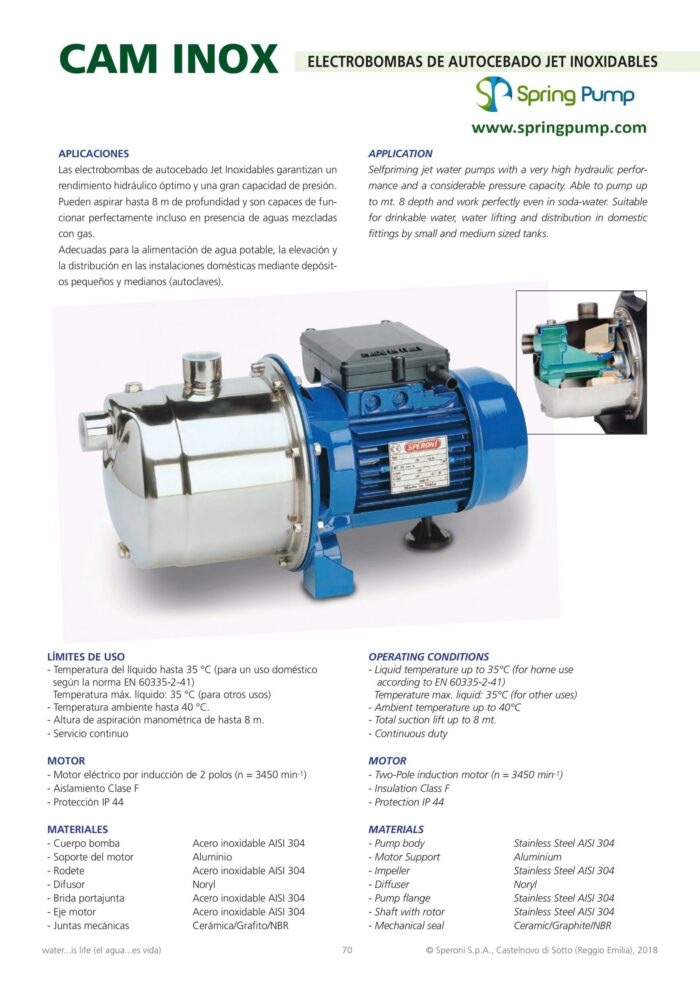 Speroni - CAM95 STAINLESS STEEL – SELFPRIMING - 1260GPH - 1HP– 1PH - Image 2