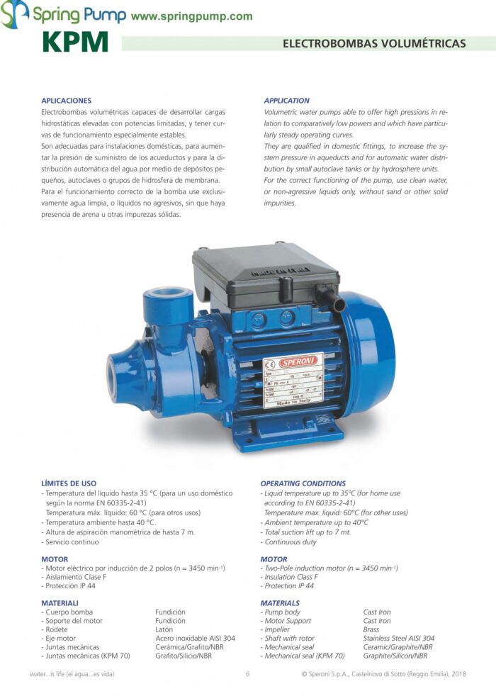 SpringPump-SPERONI-Catalog-KPM50-80