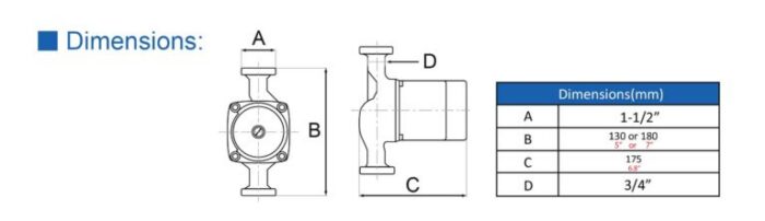AHW 25-40-130 – Hot Water Circulator Pump (Cast-Iron) - Image 2