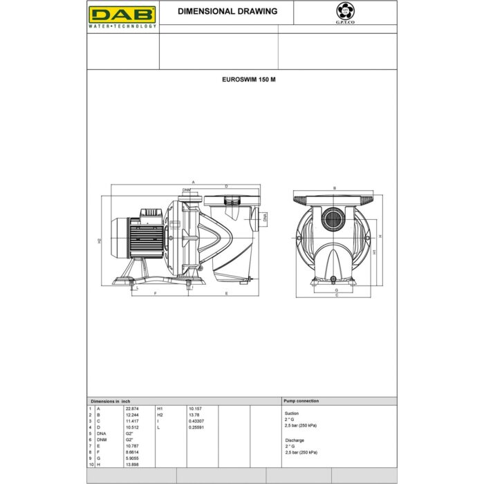 EUROSWIM 150 - Swimming Pool Pump – 1.5 HP – 230V- 6840 GPH - Image 4