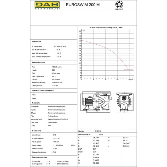 EUROSWIM 200 - Swimming Pool Pump – 2 HP – 230V- 9480 GPH - Image 4