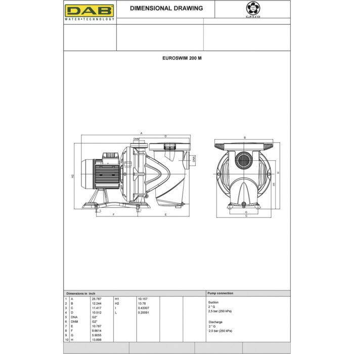 EUROSWIM 200 - Swimming Pool Pump – 2 HP – 230V- 9480 GPH - Image 2