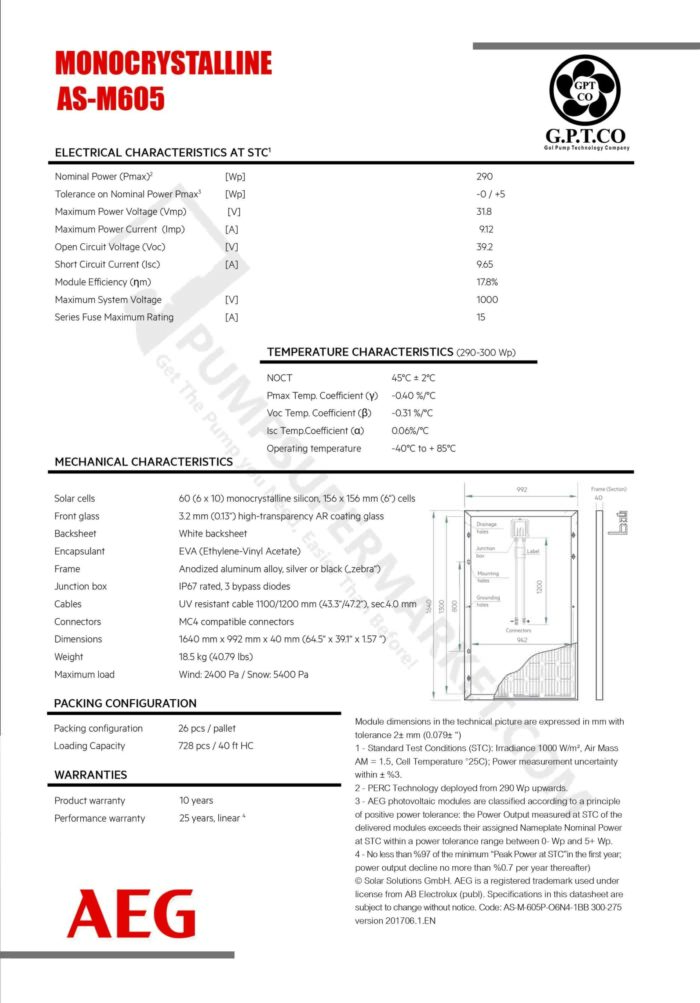 AEG - springpump-Solar- panels